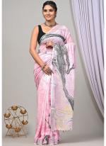 Cotton  Baby Pink Daily Wear Printed Saree